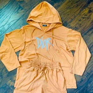 Cotton hoodie shorts set/  NEW